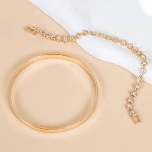 Châu Âu Và Mỹ Cổ Điển Vàng Pha Lê Vòng Đeo Tay Thiết Lập Thời Trang Hợp Kim Trang Sức Với Đánh Bóng Bề Mặt Cho Đám Cưới Và Các Bên - Product Image 2