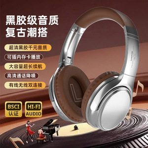 Vj901 Retro Over Ear Metal Bluetooth Headphone 6.0 <b>Wireless</b> Dynamic <b>Mic</b> Button Control Sports Use - Product Image 3