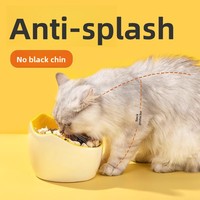 Bol en céramique anti-renversement pour chat et chien, avec bord incliné pour protéger le cou