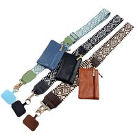 Tali Selempang Ponsel dengan Kantong Resleting untuk Wanita, Tali Clip and Go untuk Ponsel dengan Dompet, Tali Anti-Hilang untuk Ponsel