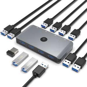 Rocketek In Alluminio Porta 4 PCs Dispositivi di Condivisione 4 4 In 4 Out USB 3.0 KVM Switch Selettore