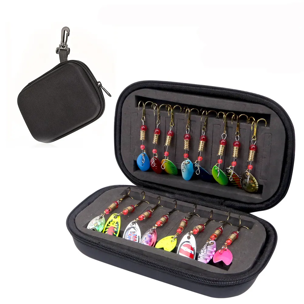 16pcs/set Hot Selling Mixed Colors Metal Hooks Spoon Sequins Spinner Bait Fishing Lures With Bag