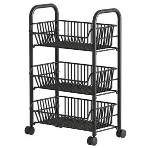 Étagère de rangement mobile et empilable à roulettes, design minimaliste moderne en fer, à trois/quatre/cinq niveaux, autoportante et démontable - Product Image 1