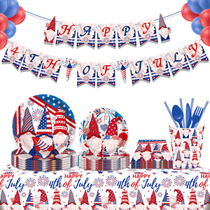 MM239 Happy 4th of <span class=keywords><strong>juillet</strong></span> Party décor USA indépendance assiettes en papier jetables tasses serviettes service de table - Product Image 1