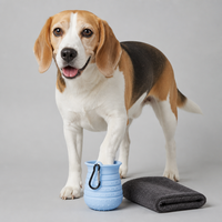 YAOYUE Nettoyant pour pattes et serviette pliable en silicone pour animaux de compagnie avec serviette de séchage en microfibre pour chien