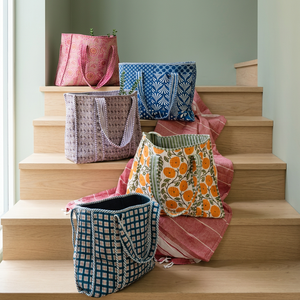 Sacs fourre-tout en toile imprimée style bohème, grande capacité, sacs de rangement d'extérieur, design rectangulaire cousu, sacs de rangement à motifs - Product Image 3