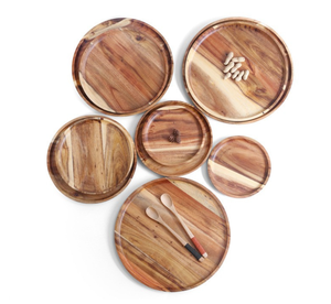 Plato Redondo Multiusos de Madera de Acacia, Plato de Madera Natural para Servir Comida, Bandeja para Servir, Plato Irrompible para Niños al por Mayor - Product Image 2