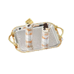 Wholesale Serving Tray Luxury Gold Silver Middle Eastern Style Decorative Fruit Jewelry Dessert Nut <b>Snack</b> <b>Plate</b> Home Room - Product Image 2