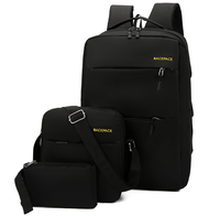 Ensemble de sac à dos 3 pièces tendance pour étudiants, adolescents, loisirs en plein air, voyages, livres, école, ordinateur portable, fermeture éclair, en polyester Oxford