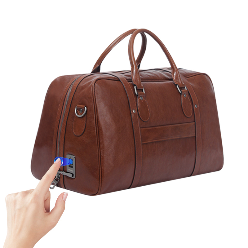 Fingerprint Lock PU Travel Weekender Overnight