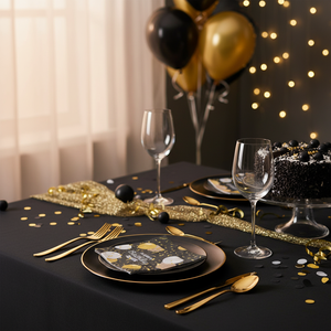 Set di tovaglioli per buon compleanno a doppio strato 18gsm oro nero 20 pezzi per feste e festa del ringraziamento - Product Image 3