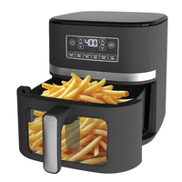 Friteuse à air numérique visible 5/6L avec panier antiadhésif, fonctions de cuisson multiples, pour friture sans huile, rôtissage, déshydratation, réchauffage