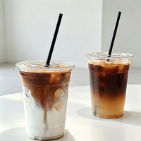 Gobelets en plastique transparent PET pour boissons froides et café, avec logo personnalisé imprimé, 12 oz et 16 oz, jetables, avec couvercle