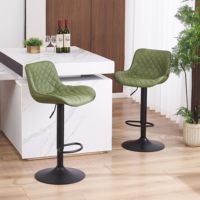 Tabourets de Bar Pivotants à Hauteur Réglable et Design Moderne en Cuir Synthétique PU avec Velours pour Cuisine, Salle à Manger, Salon Extérieur