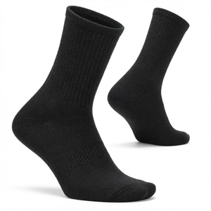 Black Crew Socks Ribbed Knitted Breathable Solid Color for Adults Casual Wear - Product Image 1