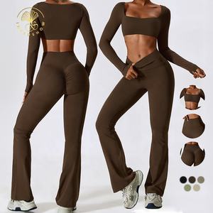 Спортивная одежда для занятий спортом с квадратным вырезом и длинным рукавом - Product Image 1