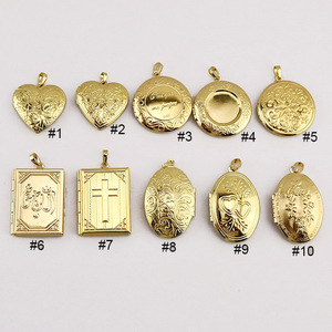 CZ8777 oro placcato in stile Vintage 18k motivo a fiocco di fiori ovale cuore rotondo Allah segreto messaggio <span class=keywords><strong>libro</strong></span> foto ciondolo foto medaglione - Product Image 1