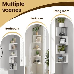 Wall-<b>mounted</b> Corner Shelf 7-tier White Polygonal Storage For Bedroom And Living Room - Product Image 5