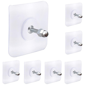 Transparent Traceless Self Adhesive PVC Square Multifunctional Wall Hooks (Hook Type) Single for Bathroom Living Tools Tableware - Product Image 1