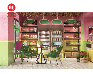 ชุดเฟอร์นิเจอร์ร้านกาแฟไฟ LED ทันสมัยออกแบบได้ตามต้องการเคาน์เตอร์แสดงของร้านเค้กไม้แบบกำหนดเอง - Product Image 3