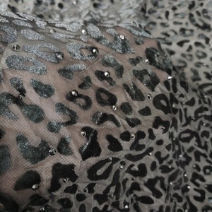 Mới Sang Trọng Màu Đen Leopard Thiết Kế Nhung Đá Và Tinh Thể Vải <span class=keywords><strong>Swarovski</strong></span> Pha Lê Vải Với Ss16 Đá - Product Image 5