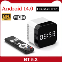 H96Max H728 8k Ultra HD Android 14.0 AI Smart TV Box, CPU de 8 núcleos, 16GB/32GB/128GB, Reproductor Multimedia, WiFi6, BT 5.X, Set Top Box