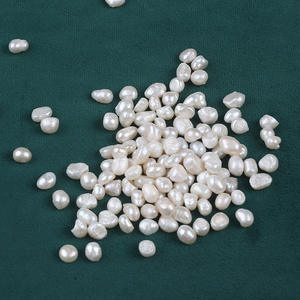 DIY Handmade Loose Pearl Jewelry Accessories Natural 7-8mm Baroque Freshwater Pearls Two <b>Sided</b> Glossy Straight Hole <b>White</b> Color - Product Image 1