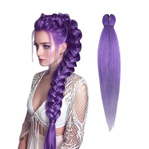 Perruque synthétique violette, queue de cheval, 26 pouces de long, lisse, résistante à la chaleur, pour femmes, style Miss - Product Image 2