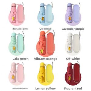 Mini parapluie de voyage pour sac à main avec étui, petit parapluie compact anti-UV, léger, minuscule parapluie de poche pour femmes - Product Image 4