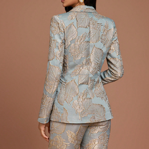 Completo Blazer con Stampa a Foglie Personalizzato per Donne Elegante Tailleur Formale da <span class=keywords><strong>Donna</strong></span> - Product Image 4