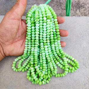 Perles d'opale verte naturelle lisses en forme de rondelle 8-9 mm, perles d'opale verte dégradée, fil de 16 pouces pour la création de bijoux - Product Image 1