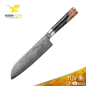 Нож Santoku 7,5 дюймов, дамасский кухонный нож, 67 слоев, дамасский VG10 10Cr15CoMoV, композитная смола и Кленовая ручка из дерева