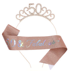 50th Birthday Party Favor Set Crown & Fabulous Sash Regalos de graduación perfectos para mujeres y amigos Y636 - Product Image 3