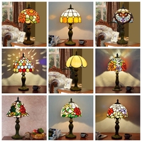 Lampe de chevet en verre, à led, 8 pouces, style rétro créative, roses baroques, bureau, bar, bureau, veilleuse