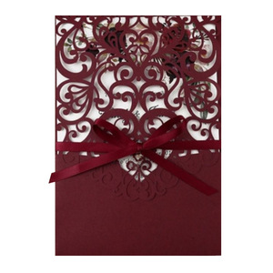 Tarjetas de felicitación de boda estilo europeo al por mayor de fábrica, invitaciones de boda cortadas con láser, invitaciones de compromiso, invitaciones rojas - Product Image 1