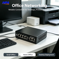 Switch PoE 6 ports mini 10/100 Mbps 15 W avec 2 ports Uplink, empilable et QoS pour moniteur CCTV