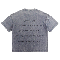 Camiseta Oversize para Hombre con Lavado Ácido, Estampado de Arte Religioso, Algodón Premium, Estilo Urbano, Camiseta Gráfica Vintage