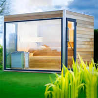 Kaca Sauna panorama mewah Modern 4 orang desain ramping Cedar & Audio Bluetooth harga murah