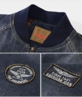 Haute à la mode grande taille hommes veste en jean 100% coton personnalisable fermeture à glissière techniques lavées Type ample support automne XL