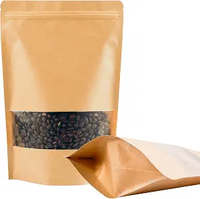 Sachets Doypack Personnalisés en Papier Kraft Recyclable avec Fenêtre et Fermeture Zip Refermable, Qualité Alimentaire, pour Snacks, Noix, Café, Salades