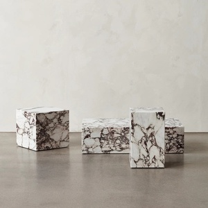 Custom Modern <strong>Marble</strong> Home Decor Pillar Side Table Natural Square Cube <strong>Marble</strong> Plinth - Product Image 1