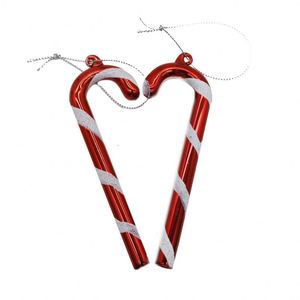 New Christmas White and Red Glass Cane Christmas Tree Hanging Ornaments - Product Image 1