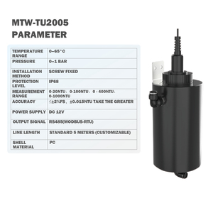 เซ็นเซอร์วัดความขุ่นแบบดิจิตอลช่วงต่ำเลเซอร์ MTW-TU2005สูงไหลผ่าน RS485 IP68 12V - Product Image 6