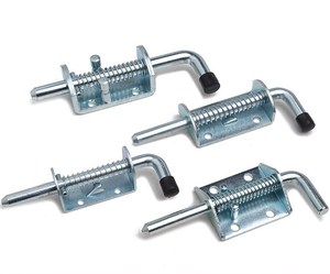 WEKIS 145mm Heavy Duty Black Powder Coat <b>Spring</b> Loaded Barrel Bolt Latch Pin Lock Steel Iron Brass Outdoor Bathroom Easy - Product Image 3