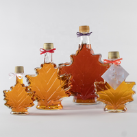 R 2024 baru botol sirup maple kosong botol kaca daun maple dengan pegangan untuk botol sirup maple kaleng sirup madu dengan tutup sekrup