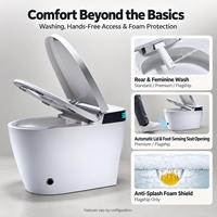 WC intelligent japonais carré monobloc avec bidet intégré, chasse d'eau super tourbillonnante poreuse, fonctionnement automatique et siège chauffant