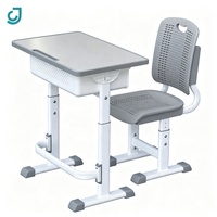 Ensemble de chaise et de bureau d'écolier JC Classroom, table d'étude en bois réglable en hauteur avec chaise en PP pour projet scolaire