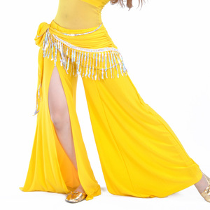 Pantalones de danza del vientre de pierna recta de una <span class=keywords><strong>sola</strong></span> apertura Pantalones de práctica de baile con abertura suelta para entrenamiento - Product Image 4