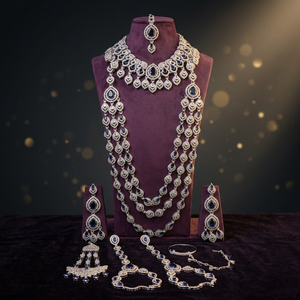 Elegant High Quality SILVER Plated Bridal Engagement Wedding Anniversary Party Gift Ethnic Fashion Rhodium Plated Jewelry <b>Set</b> - Product Image 3
