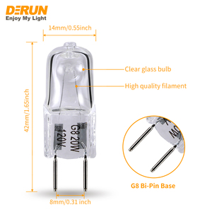 Lámpara Halógena Transparente <span class=keywords><strong>JC</strong></span> G8 de <span class=keywords><strong>20W</strong></span> 120V 230V con Cuerpo de Vidrio Esmerilado, HAL-G8 - Product Image 1